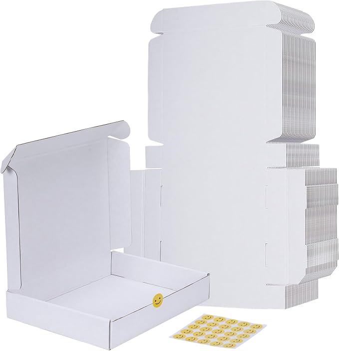 RLAVBL 12x9x2 Shipping Boxes Set of 25, White Corrugated Cardboard Mailer Box for Packing Small Business