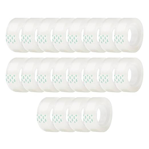 20 Rolls Transparent Clear Tape Refills for Dispenser, Sturdy Tape(Not Easily Tear), 0.7 Inch, 27.3 Yard, Perfect for Office, Home, School