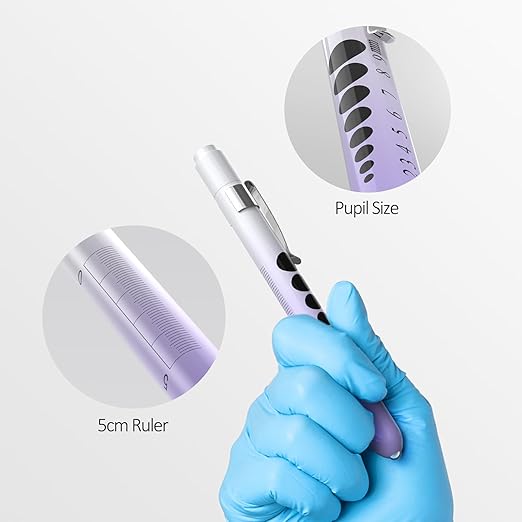 CAVN Pen Light, Penlight with Pupil Gauge LED Penlight for Nurses Doctors, 2 Pcs Reusable Medical Pen for Nursing Students