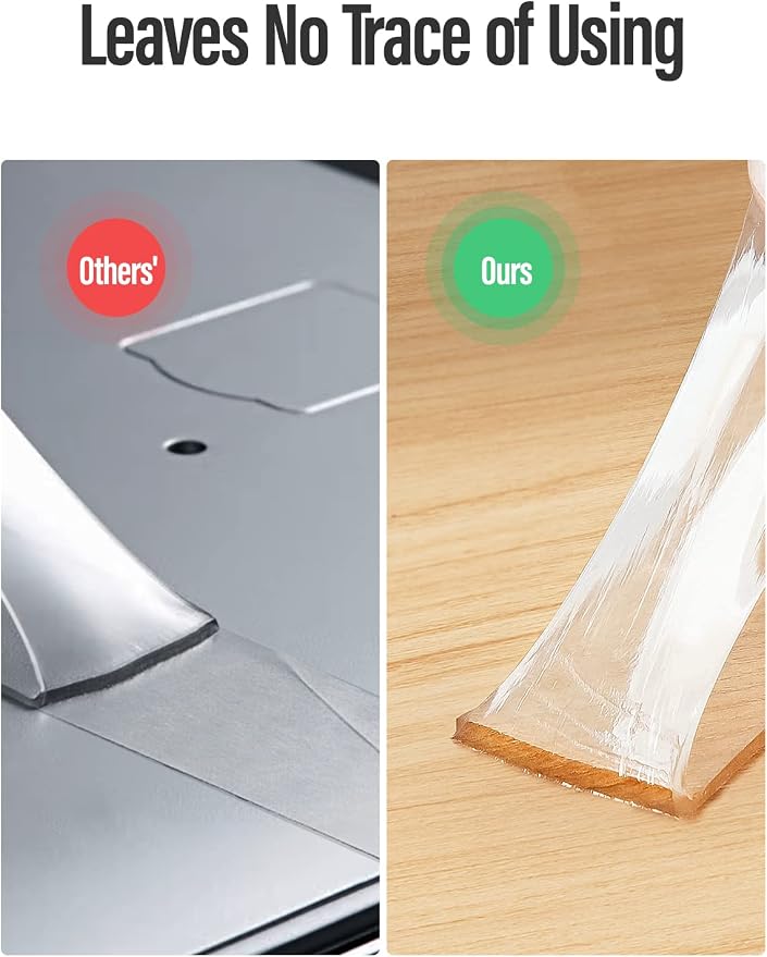 Double Sided Tape Heavy Duty Traceless Removable Washable Nano Gel Grip Tape, Clear Sticky Adhesive Mounting Tape for Home/Office/Car Decor/Wall Decor, Fix Carpet Mats
