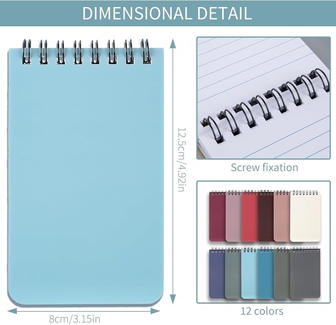 QiCheng Pocket Notebook Small Notepad Pocket Notepad Small Spiral Notebooks 3X5Inches (6-black)