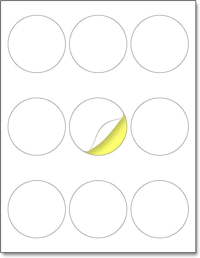 2.5" Round Matte White Sticker Label, Laser/Inkjet Printing - Letter Size, 200 Sheets