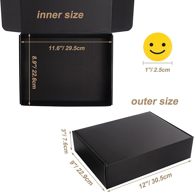 ZBEIVAN Shipping Boxes Mailers 12x9x3 inches Corrugated Cardboard Small Packing Kraft Moving Mailing Box, Pack of 20