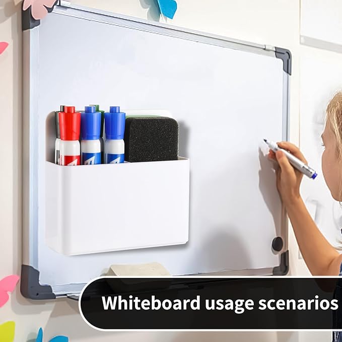 Camelmother 2Magnetic Marker Holder For Whiteboard Dry Erase Marker Holder For Office Refrigerator Fridge Classroom Must (White)