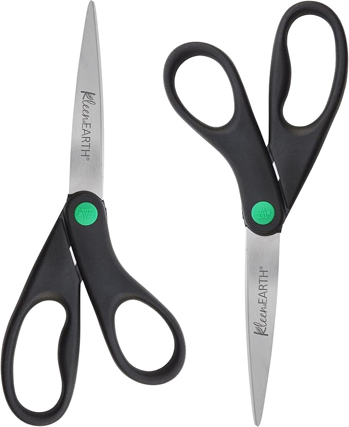 Westcott 15179 8-Inch KleenEarth Recycled Scissors For Office and Home, Black, 2 Pack
