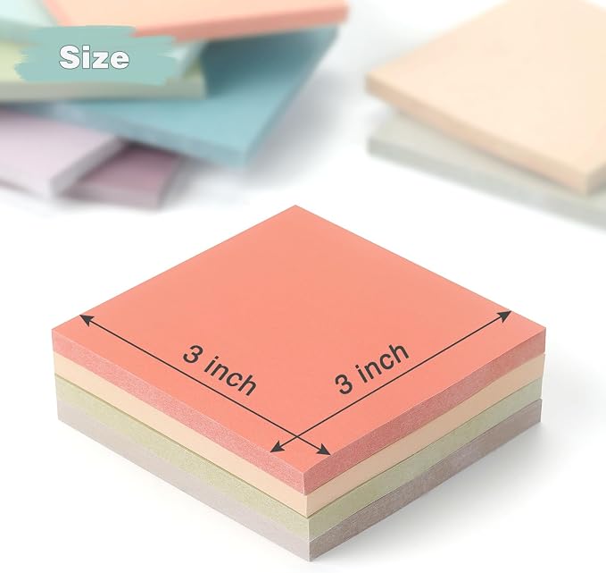OSBOO Sticky Notes 3x3 Inch 12 Pack Vintage Colors, 50 Sheets/Pad | Morandi Colors Self-Stick Notes Pads Bluk, 600 Sheets Total, Perfect for Daily Reminders, Study Notes, and Office Memos