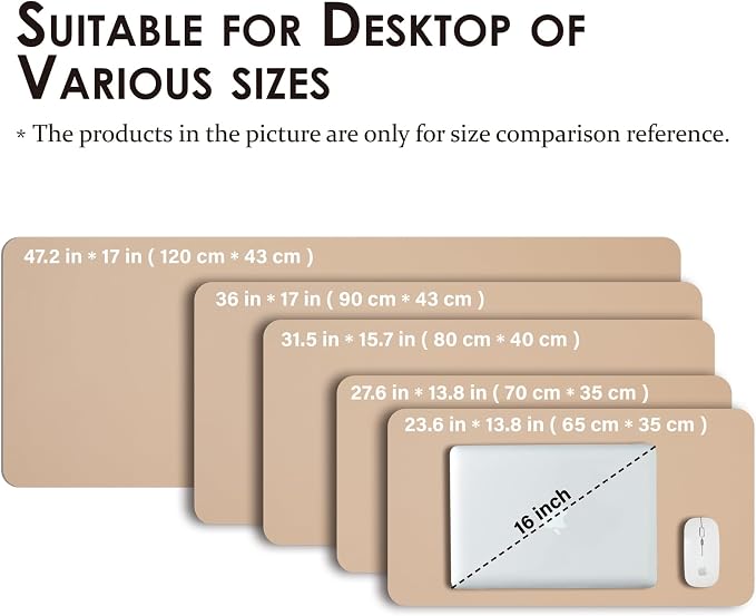 Leather Desk Mat - Non-Slip PU Desk Pad for Office and Home - Desk Organization and Accessories - Ideal for Large Mouse Pad and Desk Mats on Top of Desks (Apricot,27.6"x 13.8")