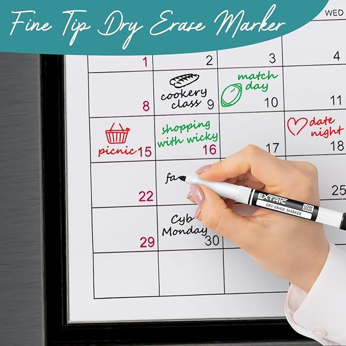 EXTRIC Black Dry Erase Markers Fine Tip, 36 Count Whiteboard Markers, Fine Point Dry Erase Marker, Dry Erase Markers for Kids, White Board Markers Dry Erase