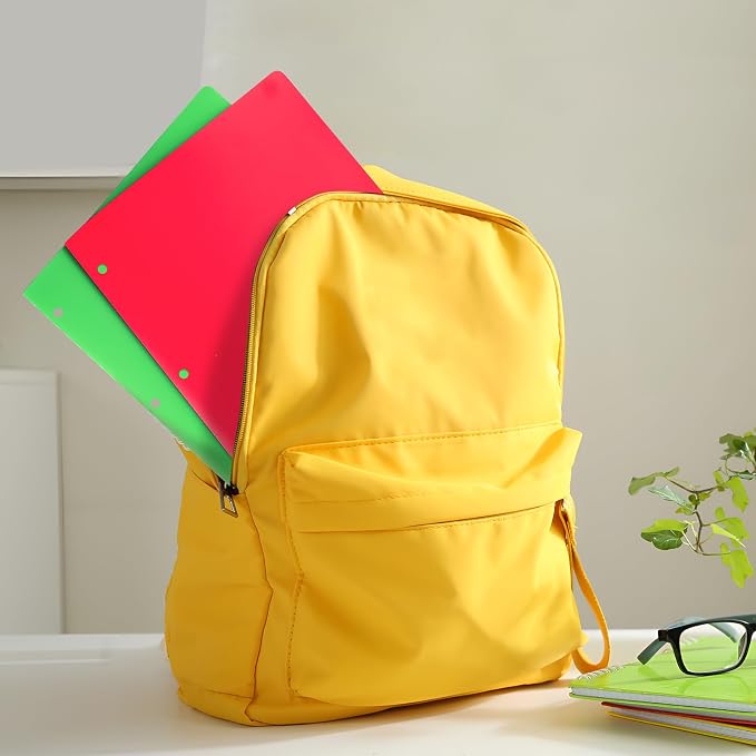 18 Pack Folders with Pockets, Plastic 3 Hole Punched Binder Folders with Business Card Holder, Colored Decorative File Folders for Documents, Filing Cabinet, School, Office, Business | 6 Color, Decorative, File Folders, Business Card Holder, for Docume...