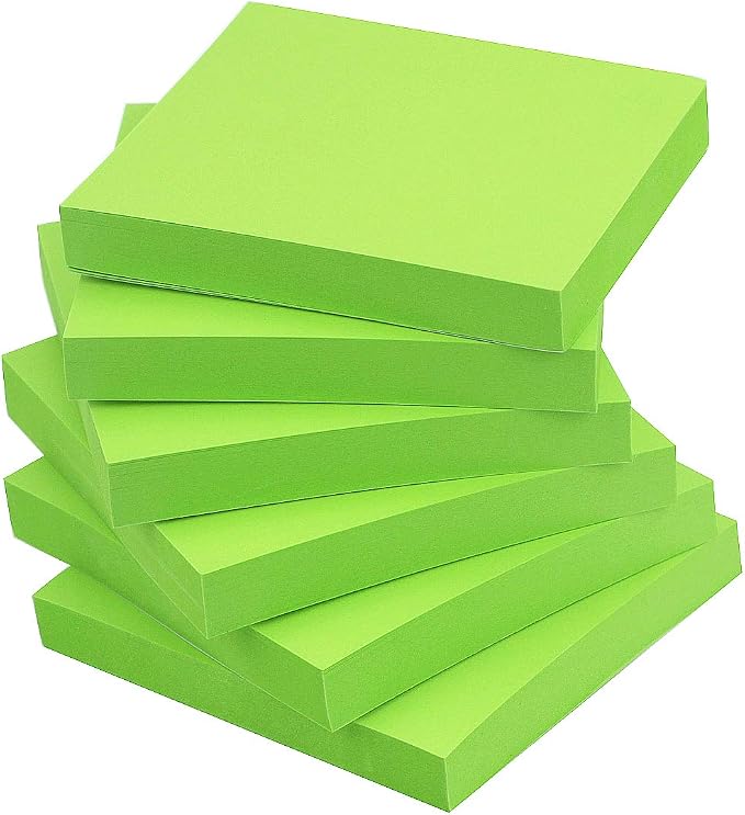 Early Buy Sticky Notes 3x3, 6 Pads, 100 Sheets/Pad, (Green) | Repositionable adhesive, ideal for reminders, and office organization