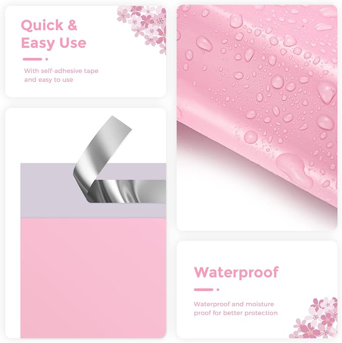 Metronic Poly Mailers 6x9 200 Pack, Small Shipping Bags for Clothing | Strong Adhesive Tear-resistant Mailing Bags, Shipping Envelopes, Packing Bags for Clothes, Small Business, Light Pink.