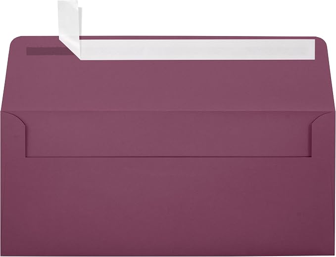 LUXPaper #10 Business Envelopes | Peel & Press | 4 1/8" x 9 1/2" | Vintage Plum | 80lb. Text | 1,000 Qty