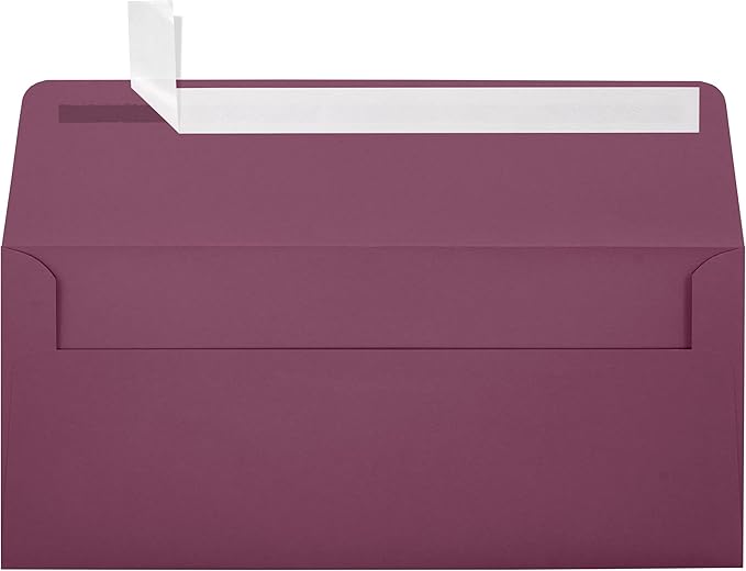 LUXPaper #10 Business Envelopes | Peel & Press | 4 1/8" x 9 1/2" | Vintage Plum | 80lb. Text | 1,000 Qty