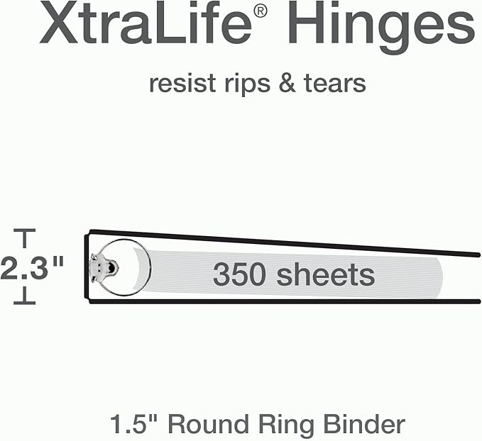 Cardinal 3 Ring Binders, 1.5 Inch, Round Rings, Holds 350 Sheets, ClearVue Presentation View, Non-Stick, Assorted Bright Colors, 6 Pack (79557)