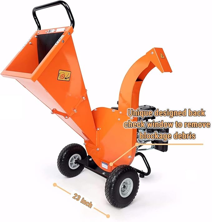 C30 Wood Chipper Shredder Mulcher 7 HP 212cc Heavy Duty Rotor Engine Gas Powered 3 inch Max Wood Diameter Capacity 20:1 Reduction Ratio