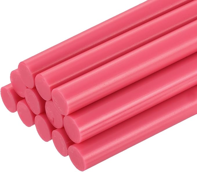 uxcell 12pcs Mini Hot Glue Sticks for Glue Gun 7/16 x 4 Inch Large Glue Sticks, 11 x 100mm Pale Red
