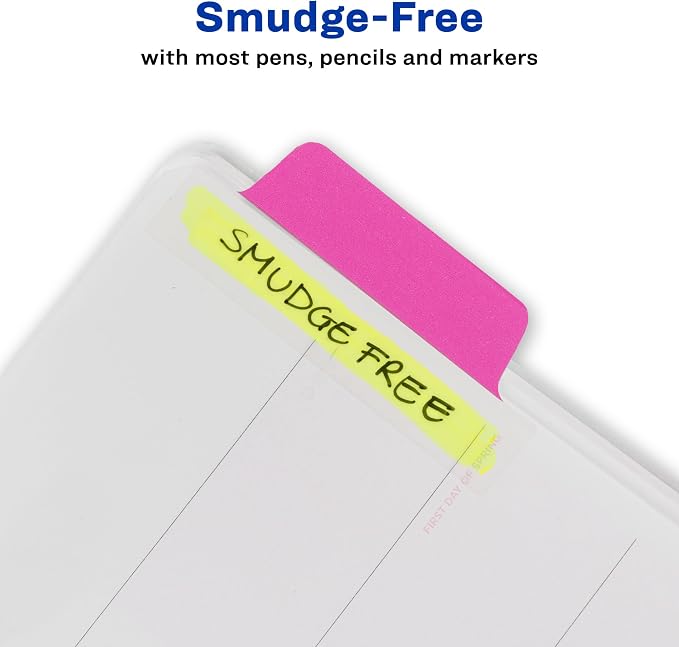 Avery Margin Ultra Tabs, 2.5" x 1", 2-Side Writable, Assorted Neon Color, 24 Repositionable Page Tabs (74767)
