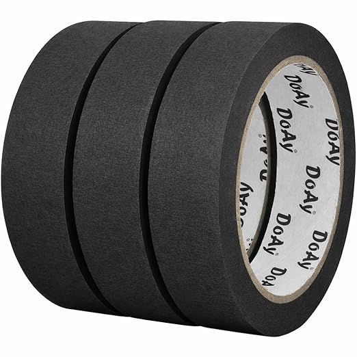 3 Pack Black Painters Tape - Masking Tape 1 Inch Wide - Multi-Surface, Smart Adhesion, Indoor & Outdoor - 270FT Total - Paint Tape for DIY, Labeling, Art, Car, General Purpose (#3910)