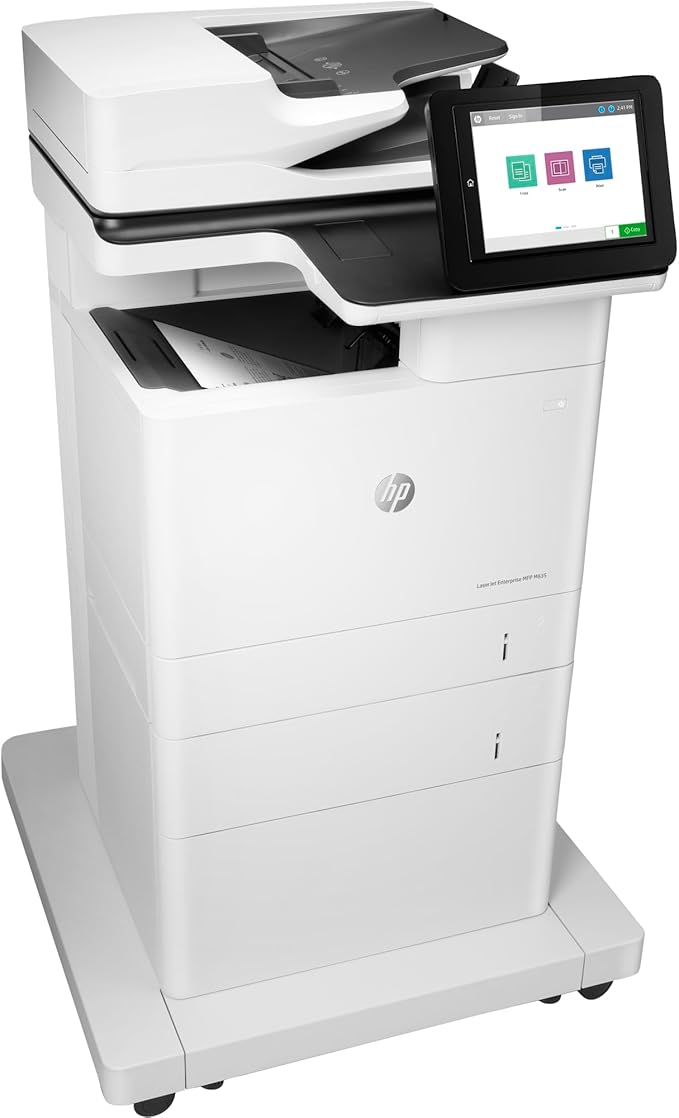 HP LaserJet Enterprise MFP M635fht Monochrome All-in-One Printer with Built-in Ethernet, 2-Sided Printing, Extra Paper Tray & Wheeled Stand (7PS98A)