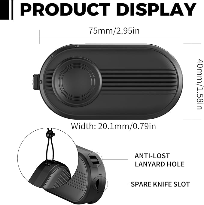 Mini Box Cutter Safety Package Opener with Right-Angle Blade Compact Box Opener Includes High Carbon Steel Spare Blades for Cardboard Boxes Mail Shipping Packages Black