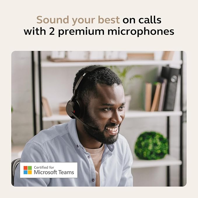 Jabra Evolve2 55 Mono Wireless Headset - Features AirComfort Technology, Noise-Cancelling Mics & Active Noise Cancellation - MS Teams Certified, Works with Other Platforms - Black