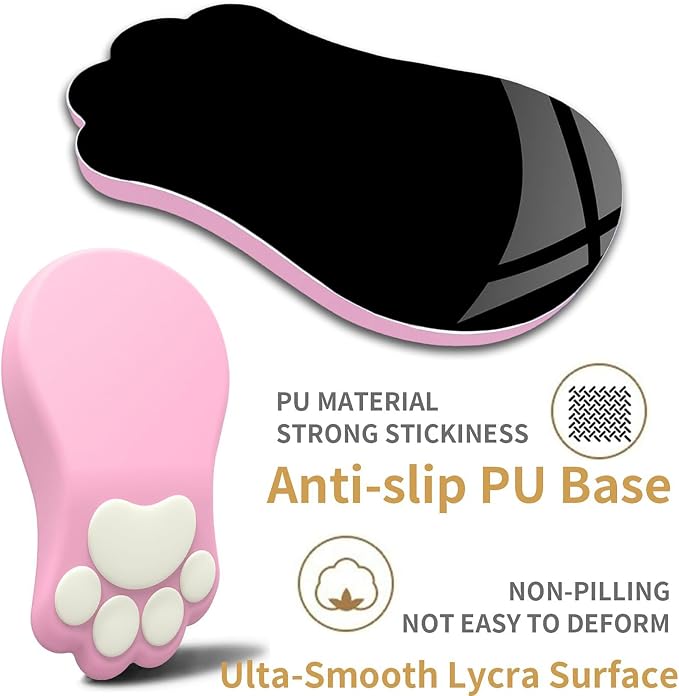 L-SPOUTTO Ergonomic Mouse Pad with Wrist Rest,Pink Mouse Pad Wrist Support | Cute Cat Paw Comfortable Massage Design,Computer Pain Relief Mousepad with Non-Slip PU Base for Desk Laptop Gaming,Pink