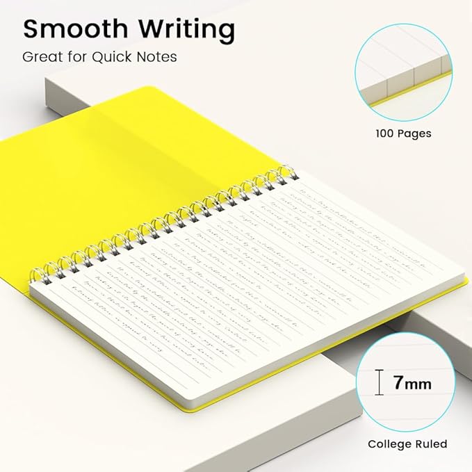 BEYONG Spiral Journal Notebook - 2 Pack Small Size, Lined Journals for Writing, Journaling, Note Pad, Diary, Work & School, Men & Women (Blue, 5x7)