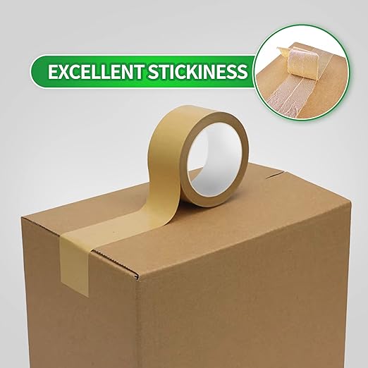 TAPEBEAR Eco-Friendly Kraft Paper Tape, Biodegradable Kraft Paper Tape, Recyclable Writable Packing Tape, Non-Coated Surface for Masking, Sealing, 2inch x 60yards, 24Rolls
