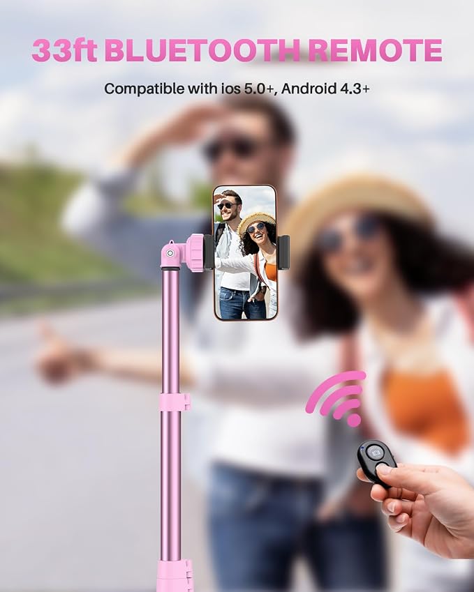 67" Phone Tripod, MIIASI Extendable Tripod for iPhone, Selfie Stick with Remote and Phone Holder, Compatible with iPhone/Android/Camera, Light Stand