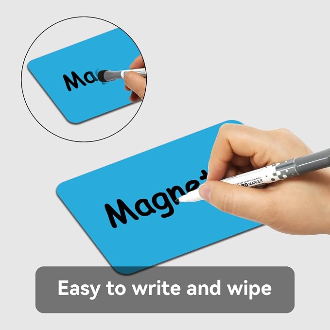 Magnetic Dry Erase Label,2.25x3.5 Inches Card Magnets for Name Tags on Board,Classroom Essentials for Teachers and Students Organization，Pack of 40（Green