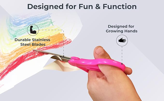 Westcott 13130 Right- and Left-Handed Scissors, Kids' Scissors, Back to School, Classroom Supplies, Ages 4-8, 5-Inch Blunt Tip, Assorted