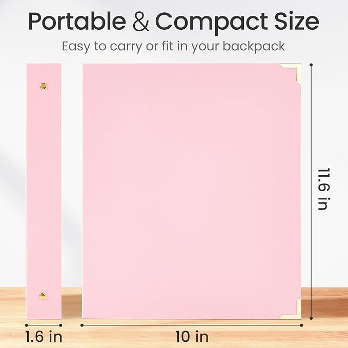Sooez 3 Ring Binder 1 Inch with Foil Stamping & Metal Corner, Letter Size | Aesthetic Three Ring Binder, 175 Sheets, Fits 8.5" x 11" / A4 Paper, Interior Pocket, School Home Office Wedding Recipes