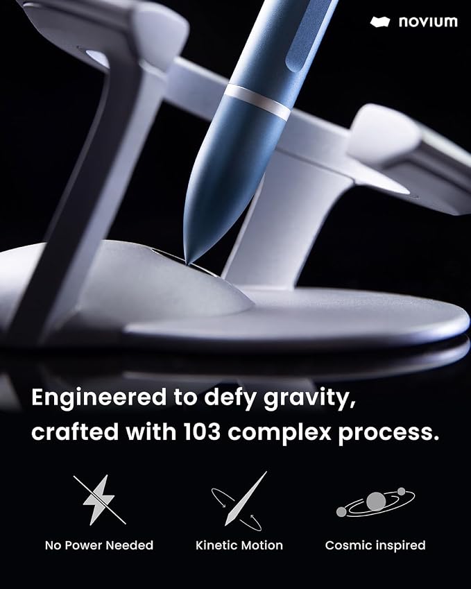 novium Hoverpen Interstellar - Futuristic Luxury Pen | Aerospace Alloys, Unique Aesthetic, Free Spinning Executive Pen, Gifts for Men & Women (Neptune Blue)