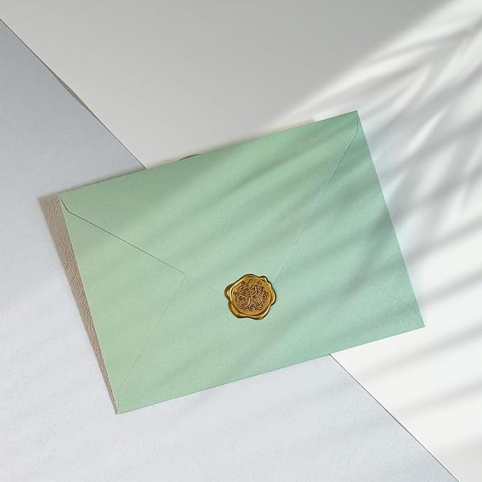 100 PCS Sage Green Colorful A7 Envelopes with Stickers, 5x7 Envelopes for Greeting Cards, Great for Invitations, Wedding Invitation, Birthday, Baby Shower, Graduation