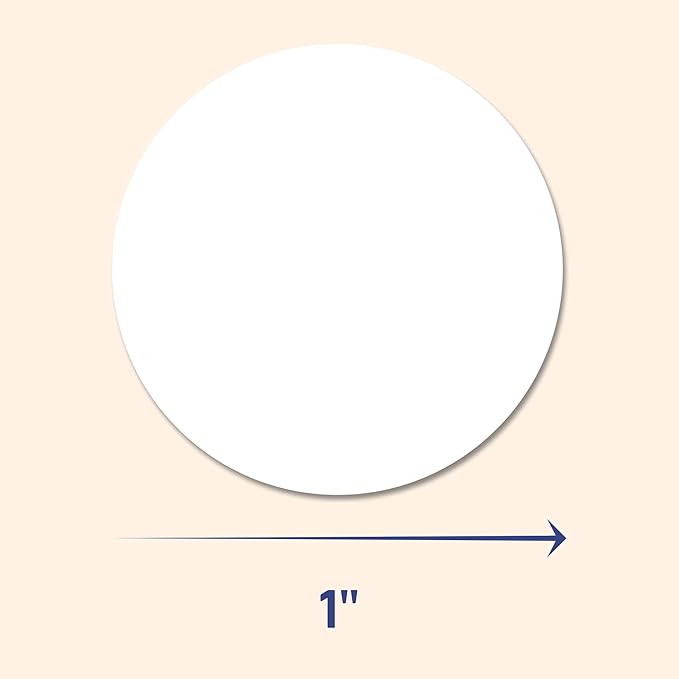 1" Round Matte White Sticker Label, Laser/Inkjet Printing - Letter Size, 30 Sheets