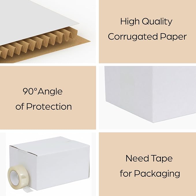 RLAVBL 8x6x4 Shipping Boxes Set of 40, White Corrugated Cardboard Box for Packing, Mailing, Business