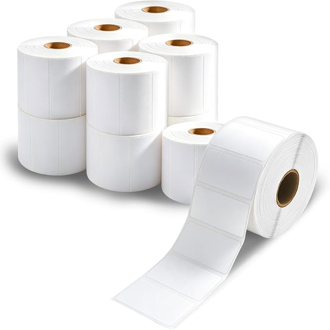 ESSENTIAL 2" x 1" Direct Thermal Printer Labels for Barcodes, Address | Permanent Adhesive, Compatible with Zebra, Rollo and Other Desktop Printers, 1300 Labels of Roll, 12 Rolls (15600 Labels)