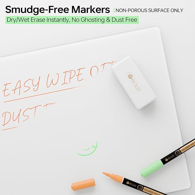 YEOUX Dry Erase Markers for Glass Board | Neon Colors, No Residue | Whiteboard Markers | 1mm Ultra-Fine Tip Liquid Chalk Markers 4 Pack
