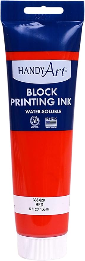Handy Art 308-020 Water Soluble Block Printing Ink Tube, Red, 5-Ounce