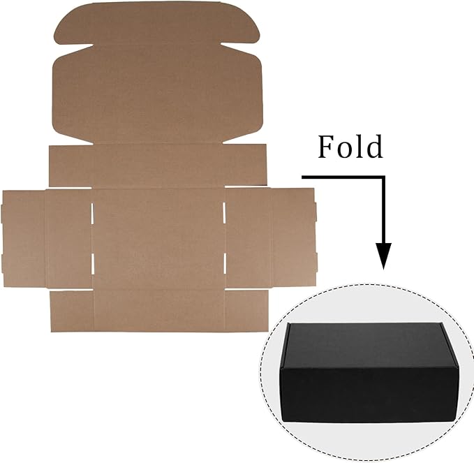 12x9x4 Inches Shipping Boxes Pack of 20, Packaging Corrugated Cardboard Mailer Boxes for Small Bussiness, Black