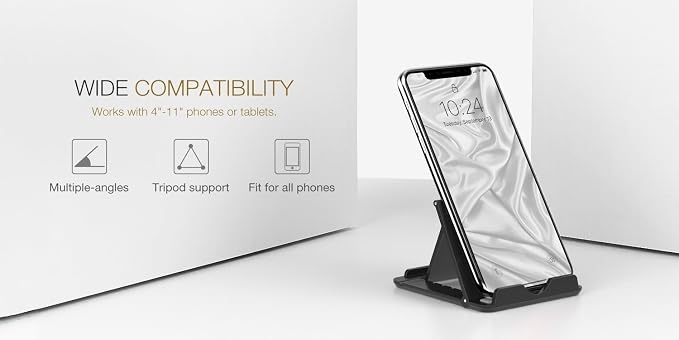 MoKo 2 Pack Cell Phone Stand for Desk, Tablet Stand for 4"-11" Devices | Ultra-light, compact foldable design, fits iPhone, iPad, Galaxy & e-readers, 6 adjustable angles, portrait/landscape viewing