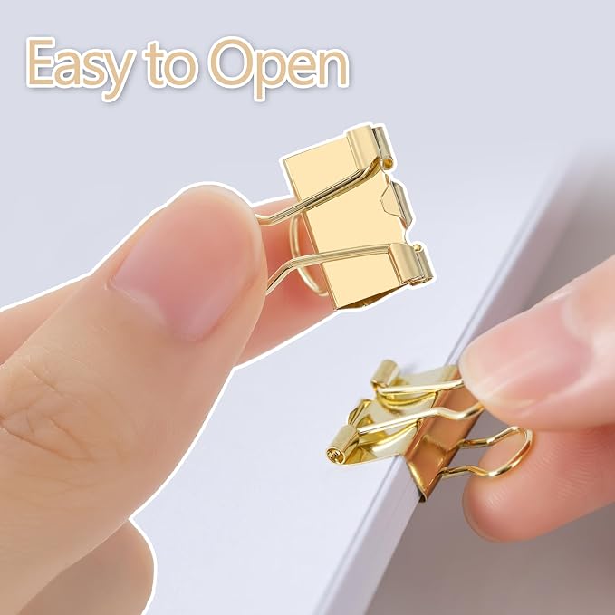 120 Pack Mini Binder Clips, Binder Clips, Small Paper Clips 15mm 5/8 Inch. Micro Size Office Clips for Home School Office and Business (Gold)