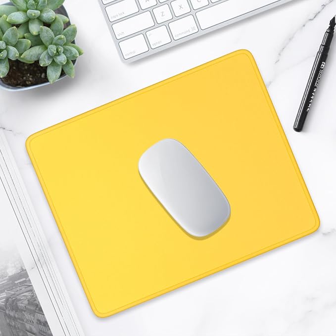 Hsurbtra Mouse Pad, Premium-Textured Square Mousepad 10.2 x 8.3 Inch, Stitched Edge Anti-Slip Waterproof Rubber Pretty Cute Computer Mat for Office Gaming Laptop Women Kids Apricot Yellow