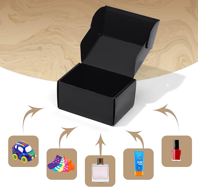 ZBEIVAN 6x4x3 Black Small Shipping Boxes, 20 Packs Corrugated Cardboard Mailer Boxes for Packaging Small Business Mailing Gifts Wrap Boxes with Lids