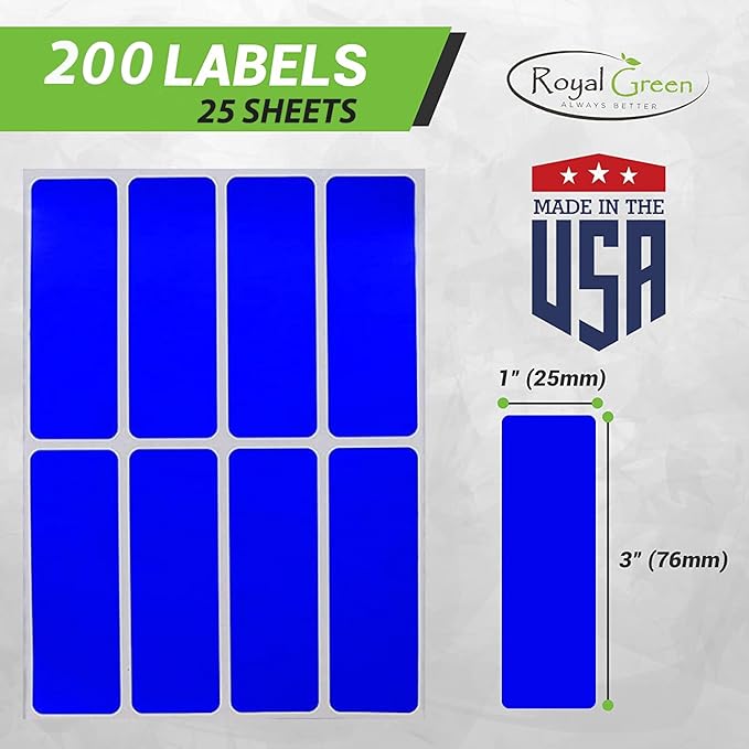 Kraft Sticker 3x1 inch Color-Coding Labels for Organizing, Paper Sticker Sheet Tags for Home, Office, and School Projects, 200-Pack by Royal Green