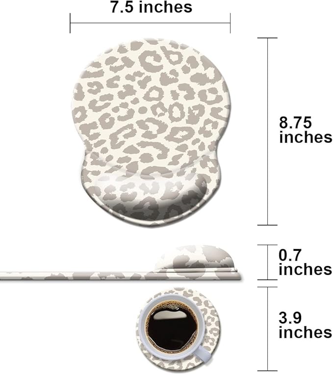 Mouse Pad with Wrist Support, Non Slip Mousepad Wrist Rest for Office, Computer, Laptop & Mac- Durable & Comfortable & Lightweight Ergonomic Support Mouse Mat Leopard Print