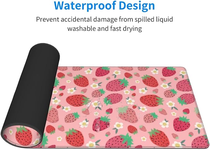 Strawberry Mouse Pad XL Large Mousepad Non Slip Rubber Base Desk Mat for Laptop Computer Gaming 31.5" X 12"