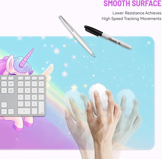 Mousepad Desk Mat Gaming Large Keyboard Cute Office Desktop Computer Laptop Cartoon XXL Long Giant Big Kawaii Aesthetic Girly Pretty Design Women Girl Gamer Oversized Wide 30x12'' Mousepad