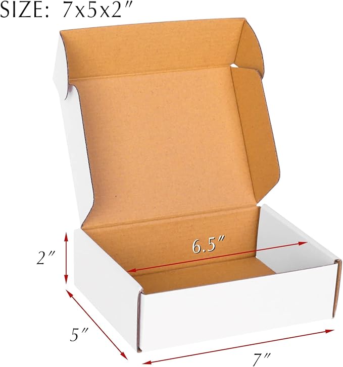 7x5x2 White Cardboard Boxes - 30 Pack Small Shipping Boxes for Business Mailing, Corrugated Packaging