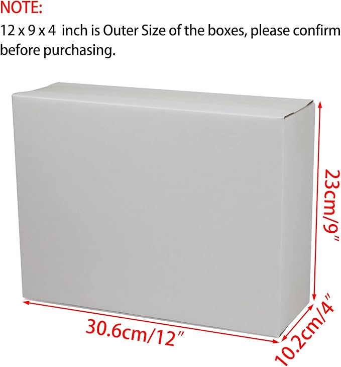 12x9x4 Inches Shipping Boxes, White Corrugated Cardboard Boxes for Small Bussiness, 25 Pack